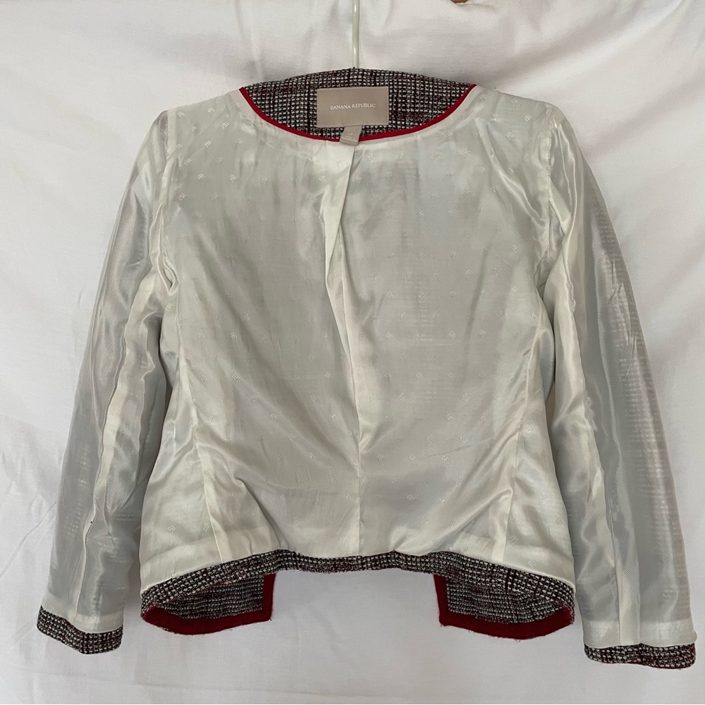 Banana Republic Red Tweed Cropped Blazer - Picture 13 of 16